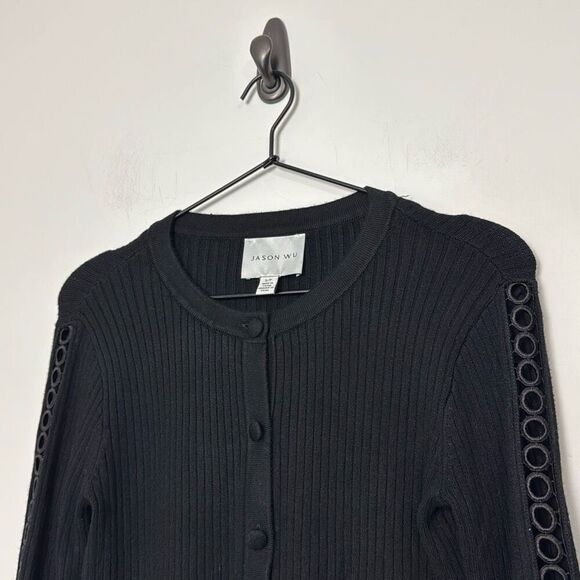 Jason Wu Circle Lace Trim Rib Knit Cardigan S - Picture 4 of 7